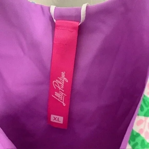 Lilly Pulitzer Crop Top Womens XL Purple Pink Reversible Athletic Tank Swim Ari - Picture 3 of 9